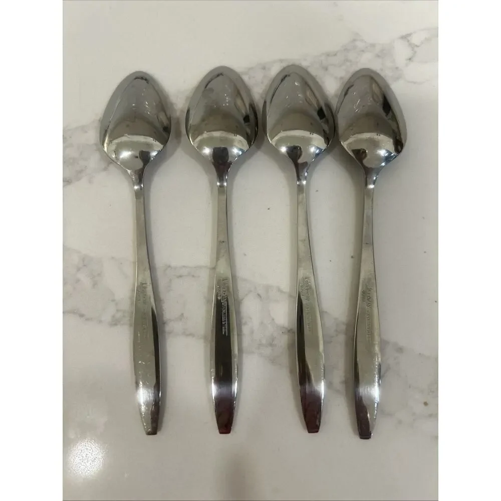 Eldan ELD18 Set Of 4 Teaspoons MAY ROSE Textured Roses Stainless Vintage MCM